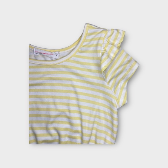 Young Hearts Yellow Stripe Cap Sleeve Romper - Picture 2 of 4